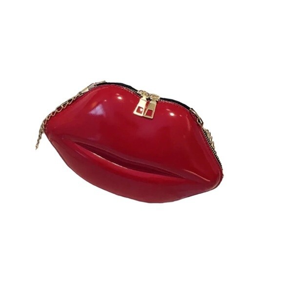 Red Lips Bag cute clutch crossbody purse club party date gift sexy fun accessory - Picture 2 of 3